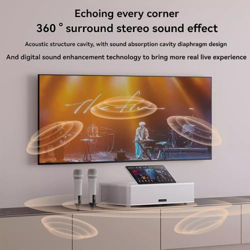 Image of 14.1-inch Touchscreen Karaoke All-in-one Sound System with 2 Wireless Microphones, KTV /Movie /MP3 /Recording /Bluetooth /HDMI Output, high-Speed Cloud Song downloads and YouTube