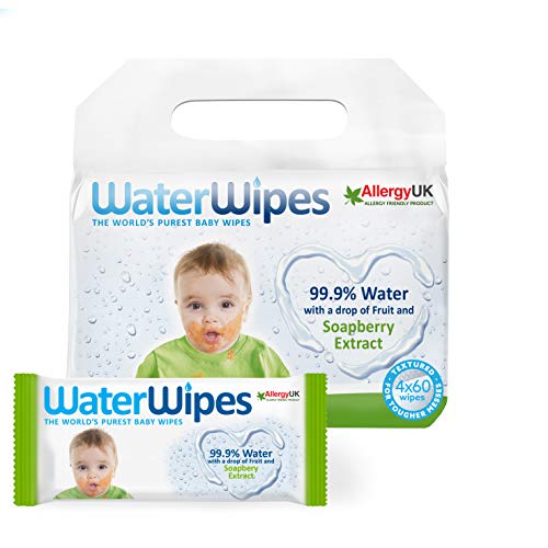 Waterwipes Water Wipes - Baby Wipes With Soapberry, Value Pack 240's - 4 X 60's, 60 Count (Pack Of 4)