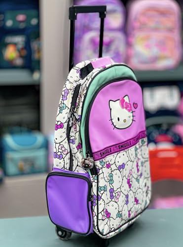 Image of ADSON 3D Embossed School Trolley Bag|Backpack Large School Bag for Boy Girl, Kids School Bag, Travel Backpack for Girl Boy, Ideal for Children Trolley 18 Inch Water Resistant