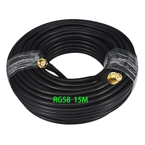 GTIWUNG RG58 SMA auf SMA Kabel 15 Meter WiFi Antennenkabel Buchse auf Stecker Koaxial Kabel Verlustarmes 50Ohm Koaxialkabel für WIFI-Antenne/Radio/FPV-Drohne usw
