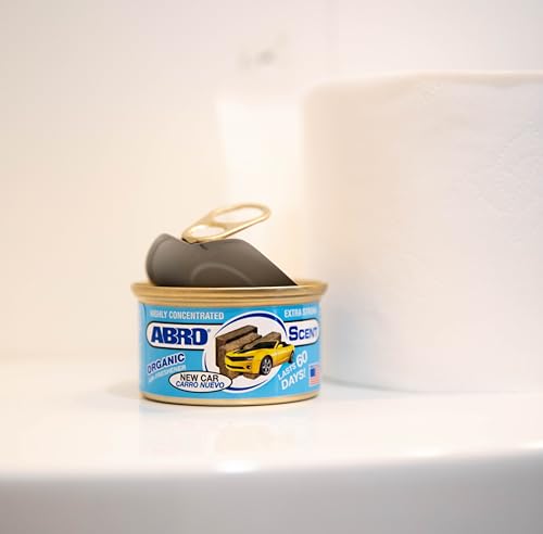 Image of ABRO Car Air Freshener Cans: Spill Proof Air Fresheners for Home, Office, or Car Accessories, Lasts Up to 60 Days - 3 Pack New Car Scent
