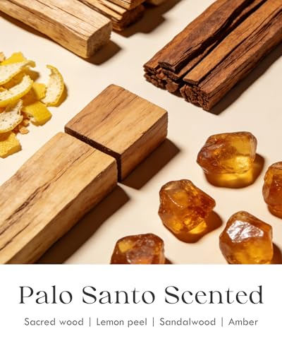 Image of AOOVOO Palo Santo Candle for Meditation & Cleansing - 3 Wick 12oz Scented Candle with White Crystals & Palo Santo Inside, Non-Toxic Soy Candle for Spiritual Healing, Aromatherapy Gift for Women & Men