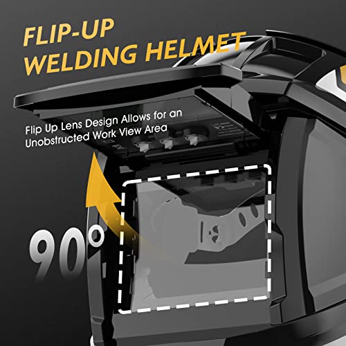 Image of TOOLIOM Flip Up Welding Helmet 3.64 x 1.67 inch Auto Darkening Clamshell Welding Mask True Color Lift Front Welding Hood