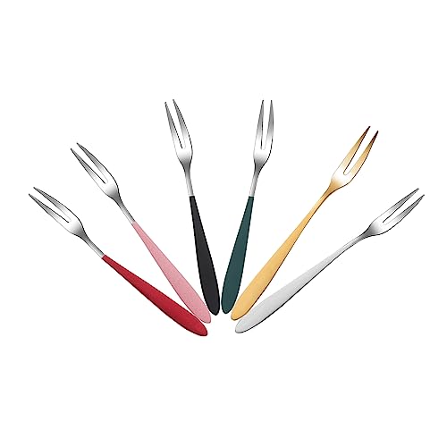 OUNONA 6Pcs Fruit Forks Delicate Cake Forks for Home and Party Use Ergonomic Design for Comfortable Grip Stylish Tableware