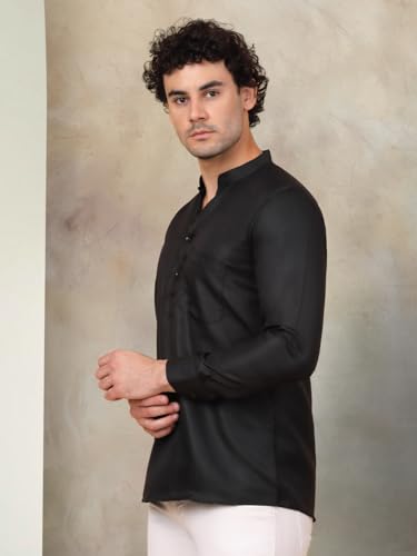 Image of Jompers Men's Cotton Regular Fit Solid Short Kurta