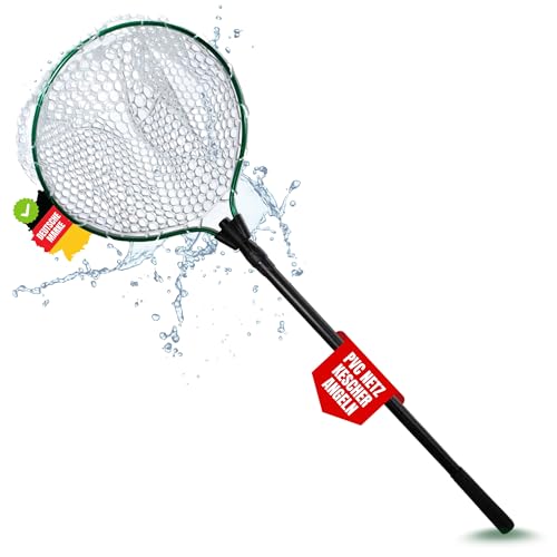 Zite Fishing Forellen-Kescher Gummiert 190cm | Teleskopkescher mit PVC-Vollgummi-Netz | Angelkescher Fischschonend & geringe Scheuchwirkung | Unterfangkescher Forellen-Spoon-Angeln, Angel Kescher