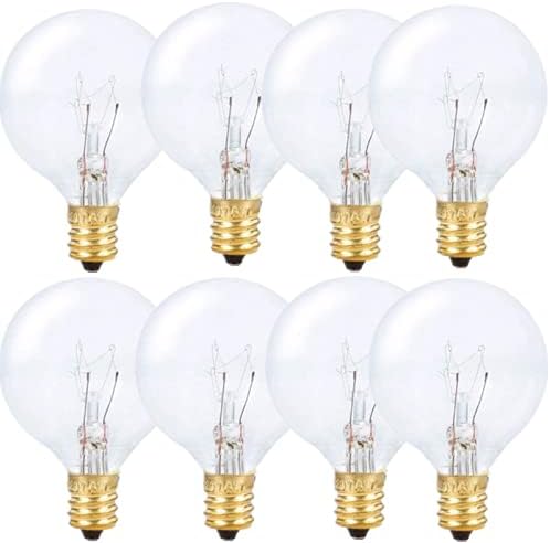 BUBYVV Wax Warmer Bulbs, 25 Watt G50 Bulbs for Full Size Scentsy Warmers, E12 Base Scentsy Bulb,Warm White Wax Bulb,Dimmable,Extra Long Life, 110-130 Volt Light Bulbs (8)