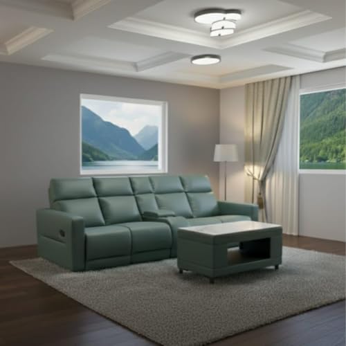 Taxzek Modern Green upholstered Sofa Set with Plush Cushioning and Built-in recliners on Both Corner Seats for Added Comfort.