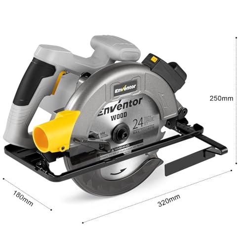 Enventor Circular Saw, 1400W 6000RPM Electric Circular Saws with Laser Guide, Max Cutting Depth 62mm (90°), 48mm (45°), Saw Blades(185mm, 24T), Pure Copper Motor, Ideal for Wood Cutting Corded 9 Enventor Circular Saw, 1400W 6000RPM Electric Circular Saws with Laser Guide, Max Cutting Depth 62mm (90°), 48mm (45°), Saw Blades(185mm, 24T), Pure Copper Motor, Ideal for Wood Cutting Corded - Image 9
