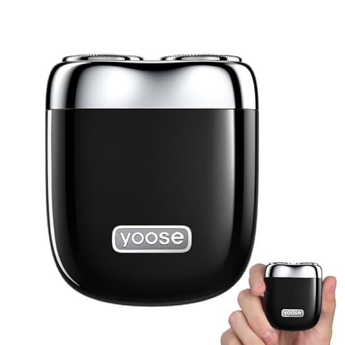 yoose Elektrisch Scheerapparaat Heren - Mini Metaal Scheermachine, IPX7 Waterdicht met USB-C Opladen & Magnetische Mesjes - Makkelijk Schoon te Maken - Voor Reizen, Outdoor, Zakelijk en Auto (czarny)