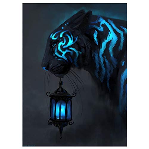 Volledige Boor Diamond Painting Schilderij Kits, DIY Diamant Schilderen Kits voor Volwassenen Tijger met Lantaarn… - Image 6