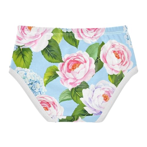 Toddler Underwear Custom 2t Cotton Cute Panties Girl Artistic Briefs Girls Undies Pink Blue Peonies Hydrangea Flowers2