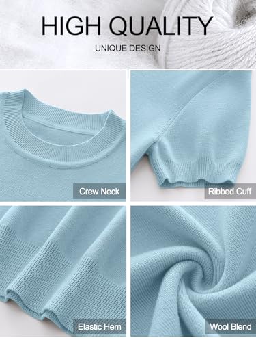 Image of ANRABESS Womens Short Sleeve Sweaters Wool Blend Crew Neck Sweater Shirts Business Casual Work Tops 2026 Summer Outfits
