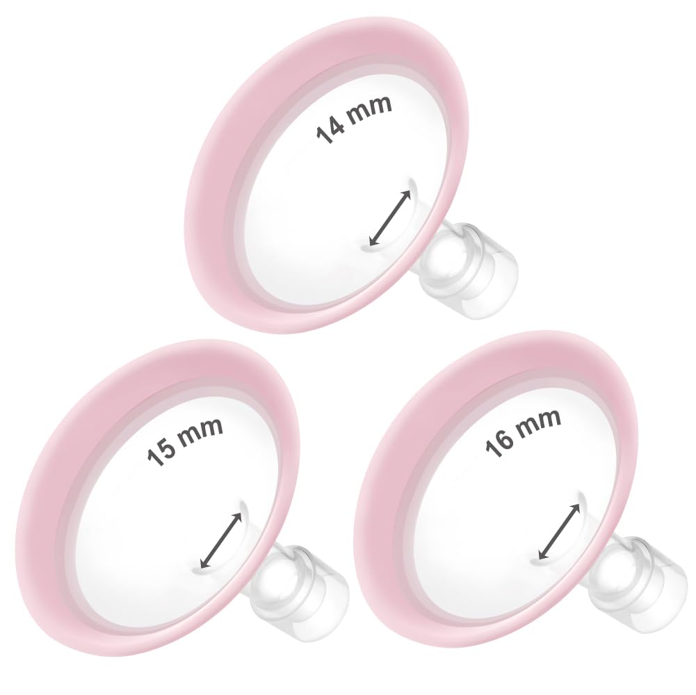 Maymom MyFit Flanges Pano Goldie Pack 14 15 16 mm Compatible with Medela Breast Pumps and Wide Base and Narrow Base Connectors