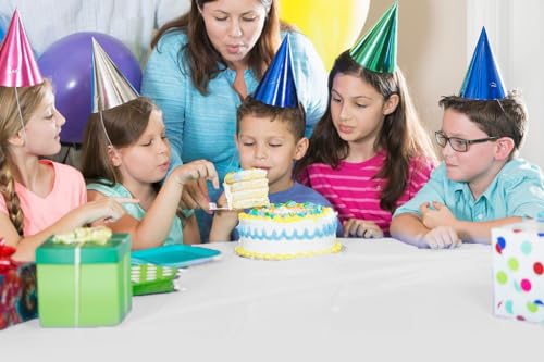 Party Solids 54 Inch X 300 Feet White Plastic Table Cover Roll in A Cut - to - Size Box with Convenient Slide Cutter. Cuts Up to 36 Rectangle 8 Feet Plastic Disposable Tablecloths - Image 3