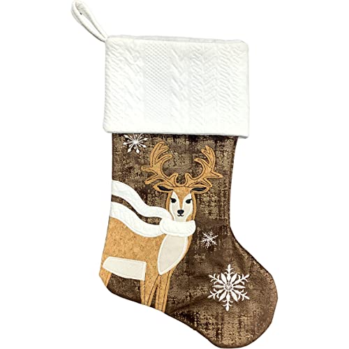 Comfy Hour Joyful Holiday Collection Stocking (Reindeer with Scarf and Snowflake)