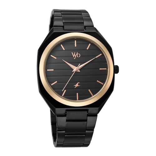 Image of Fastrack Vyb 6.0 Horizon Quartz Black Shaped Dial Men's Watch | Stainless Steel Strap Material Analog | Guys Analog Watches - FV30031KM02
