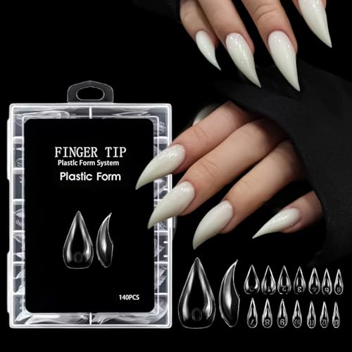 Short Cat Claw Curved Stiletto Nail Dual Forms for Extension Sculptural Eagle Claw Acrylic Nails Reusable Full Cover Mold for Nail Art Design Salon DIY 140Pcs