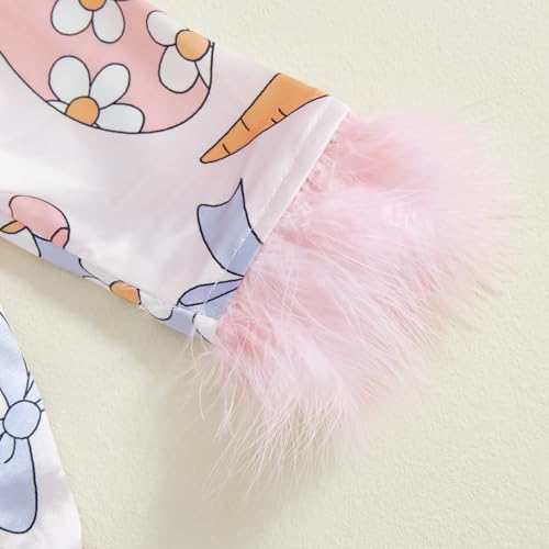 Toddler Valentines Day Pjs Little Kids Baby Girls Feather Trim Silk Satin Pajamas Set Heart Bow Valentine Nightgown4