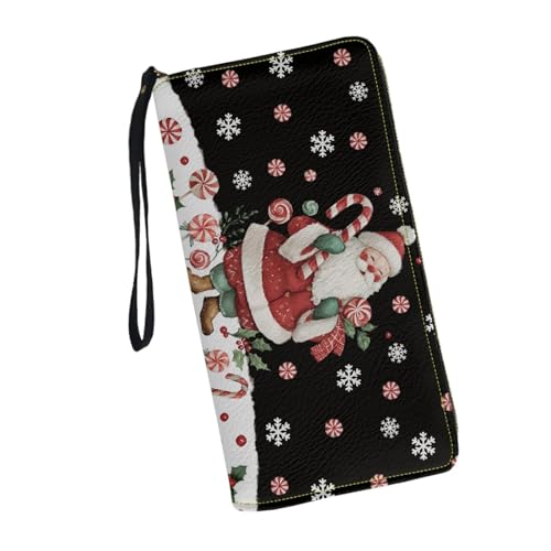 Image of Bulopur Christmas Wallet for Women Rfid Blocking Zip Around Wristlet Wallet for Ladies PU Leather Waterproof Travel Wallet Passport Holder Ladies Handbags Gifts for Her, Santa Claus