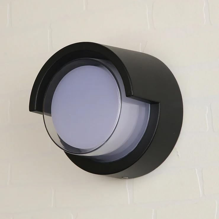 Image of JACKAL 12 Watt Warm White LED Outdoor Wall Lights, Gate Lights Waterproof (Round) - Fancy Exterior Wall Mounted Light, Wall Lamp | IP65 Grade Waterproof Aluminium Body - 6 Months Warranty