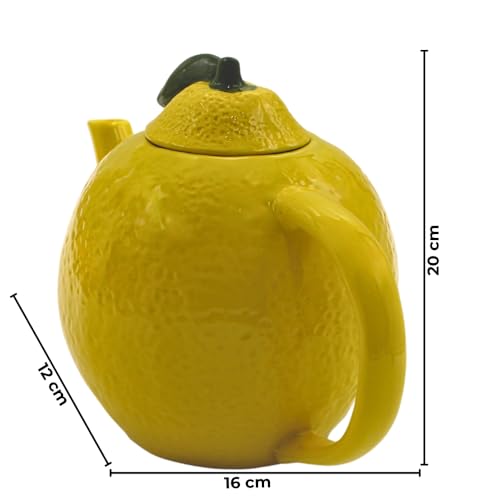 Théière en céramique jaune citron Dekohelden24 12x20x16 cm - 4