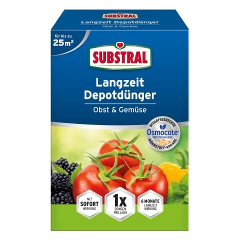 Substral Langzeit Depotdünger Obst & Gemüse, für Tomate, Zucchini, Paprika, Peperoni, Obst, Beeren, uvm, 750 g Cover