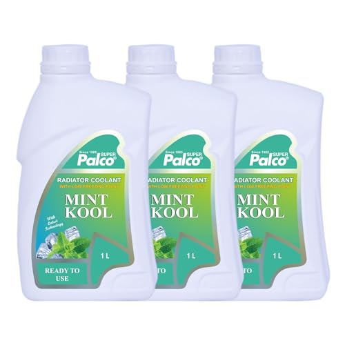 Image of PALCO MINT KOOL Radiator Coolant Ready to Use for Petrol Diesel Engines Cars, Jeep, Commercial Water as a Cooling Medium Vehicles| Ethylene Glycol Based Coolant| Nitrite Amine free 1Litre (Pack 3)