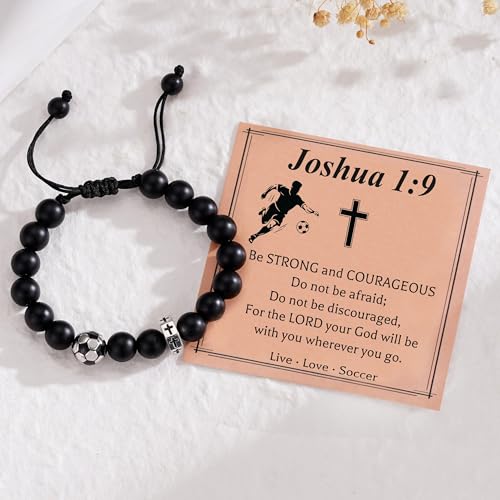 image for Miss Chipmunk Soccer Bracelet for Boys Cross Beaded Bracelet Gifts for