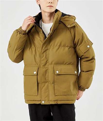 Men's Winter Coat Warm Puffer Jacket Detachable Hood Thickened Quilted Jackets Ski Outerwear with Pockets3