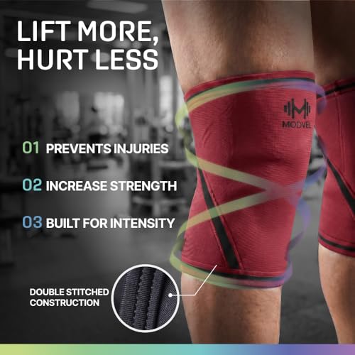 Image of Modvel Strength 7mm Knee Sleeves (Pair) for Weightlifting & Powerlifting (USPA, IPL Approved) | High-Performance Knee Compression Support For Squats, Weight Lifting - Men and Women