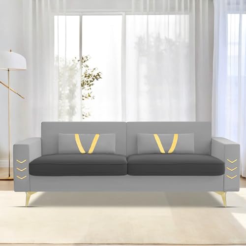 Image of BRAXTONE Derby 3 Seater Sofa Set for Living Room (Black Grey Fabric) Premium Fabric Sofa