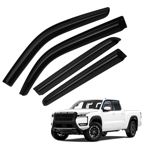Image of Frontier Rain Guards - Window Visors for Nissan Frontier Crew Cab 2022-2025 2026, Out-Channel Side Window Rain Guards for Frontier Accessories, 4PCS, Black, Car Accessories