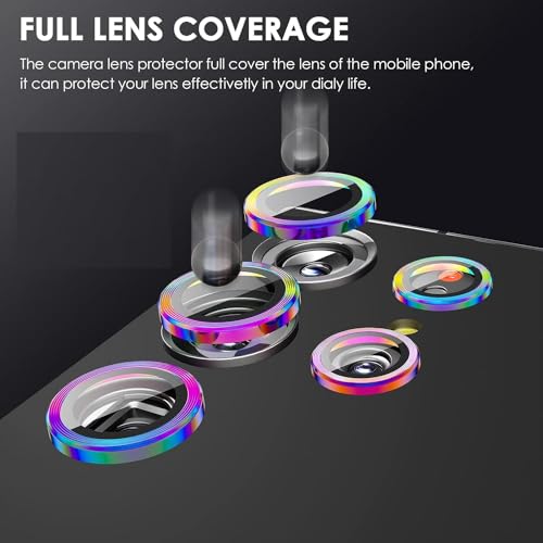 Image of Skinomi Camera Lens Protector Compatible with Samsung Galaxy S23 ultra 5G [Anti-Scratch] Premium Tempered Glass Film Aluminum Alloy Lens Ring Cover, Rainbow Titanium