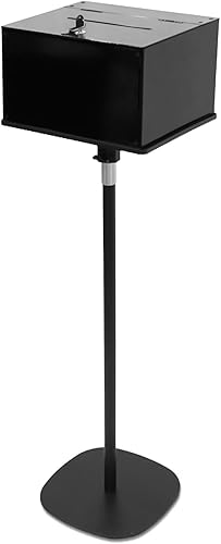 Tredre Caja de oferta para iglesia, caja de sugerencias con soporte, base de metal resistente mejorada, caja de donación de pie con cerradura para