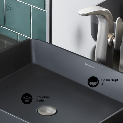 Image of Concorde 20 inch Rectangle Ceramic Vessel Sink in Matte Black