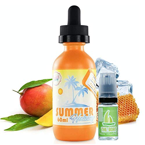 E Liquide Dinner Lady Summer Holidays Tan Mango 50ml  70 vg 30 pg  booster shortfill - Sans nicotine + Liquide The Boat 10ml Citron et citron vert - Sans nicotine et sans tabac.