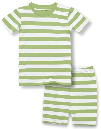 Vaenait Toddler Kids Junior Summer Short Sleepwear Pajamas 2pcs Set Stripe Simple Whitegreen JS