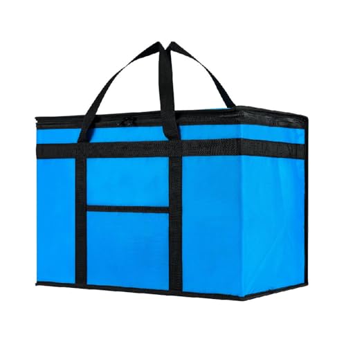 Image of NZ home Insulated Bags for Food Delivery (2XL) Grocery Shopping Cooler Bag, Pizza Delivery, Hot & Cold Catering Tote, Reusable, Foldable & Heavy Duty (Blue)