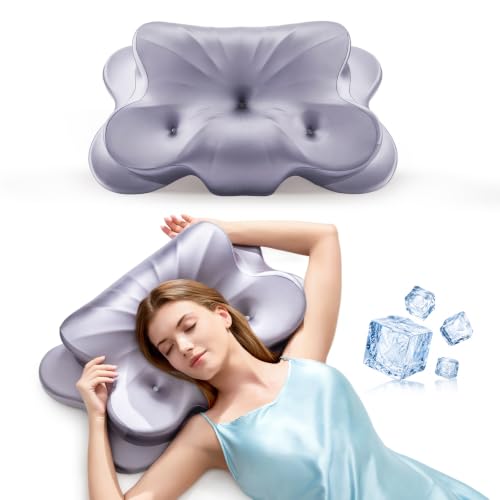 ANYNEST Oreiller Ergonomique Cervical, Mémoire de Forme Rafraîchissant | Oreiller papillon, oreiller memoire forme 3 trous, hauteur réglable, aide nuque-épaules, côté, dos, ventre, 65 x 41 x 13/8 cm