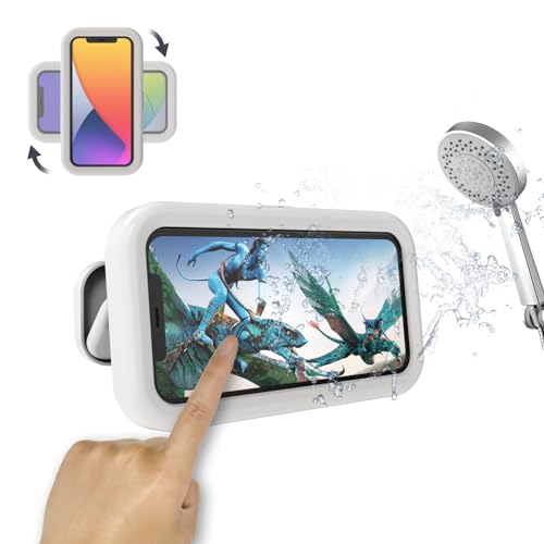 Image of Waterproof Shower Phone Holder,360 Rotation Shower Phone Case, Angle Adjustable, Anti-Fog High Sensitivity,for Bathroom,Batheub, Kitchen Wall,Compatible with 4 inch - 6.8 inch Cell Phones