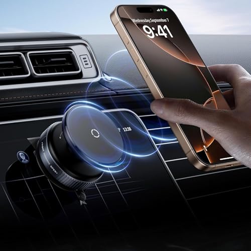 Image of DETACHI Universal Car Dashboard Mobile Phones Holder Mount Upgraded, 360 Degrees Rotation Vaccum Magnetic Accessories, Quick Install, Secure Grip for Interior Compatible with All Smartphones (Black)