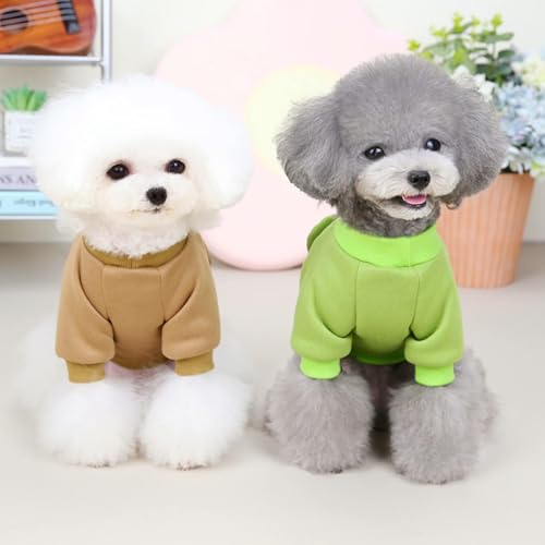 Image of Brown Cute Dog Sweater Soft Winter Clothes for Small Dogs, S | Classic Brown Knit Pullover, Fall Winter Outfit, Elastic Cuffs, Holiday Party Matching, Machine Washable Sweatshirt for Pets