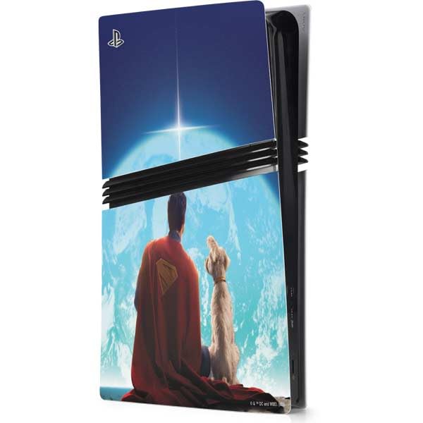 Skinit Decal Gaming Skin Compatible with PS5 Pro Console - Officially Licensed Superman 2025 Superman & Krypto Watch The Earth Design