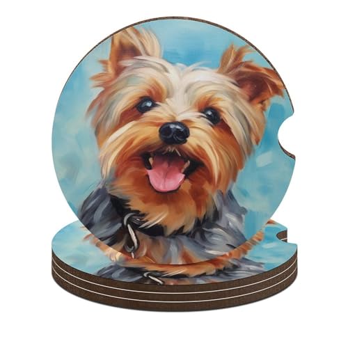 Set de 4 Posavasos para Auto - Yorkshire Terrier miniatura 1