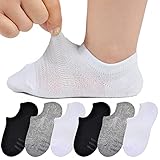 JORMATT 6 Pairs Toddler Little Girls Boys No Show Socks Thin Cotton Soft Anti Slip Low Cut Socks Breathable With Grips, XS
