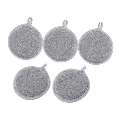 DEARMAMY Strofinacci Doppia Faccia in Filo Metallico Antigraffio Spugna Ad Alta Densità, Set 5 Pezzi Multifunzionale Per Pulizia Cucina Piatti Pentole Padelle Riutilizzabili Anello Di Conservazione