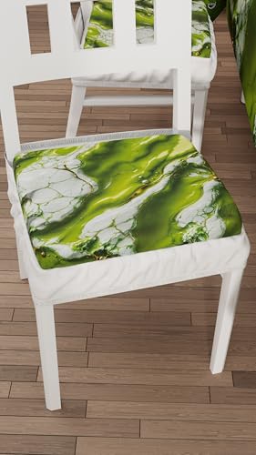 Cojines para sillas de cocina de microfibra con efecto mármol verde, juego de 6 de 40x40 cm 2