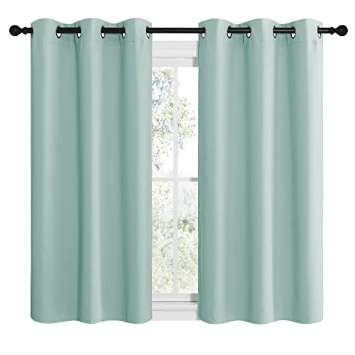 Image of NICETOWN Aqua Blue Room Darkening Curtains for Kitchen, Window Treatment Thermal Insulated Solid Grommet Room Darkening Curtains /Drapes for Bedroom (Set of 2, 42 inches Wide by 50 inches Long)