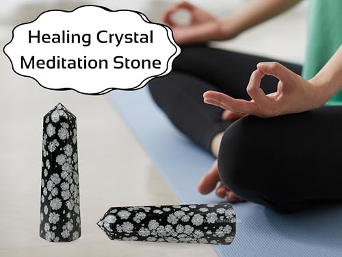 Image of Amazing Gemstone Snowflake Obsidian Crystal Towers - Natural Healing Crystal Point Obelisk for Reiki Healing and Crystal Grid (3 inch to 4 inch INCH)